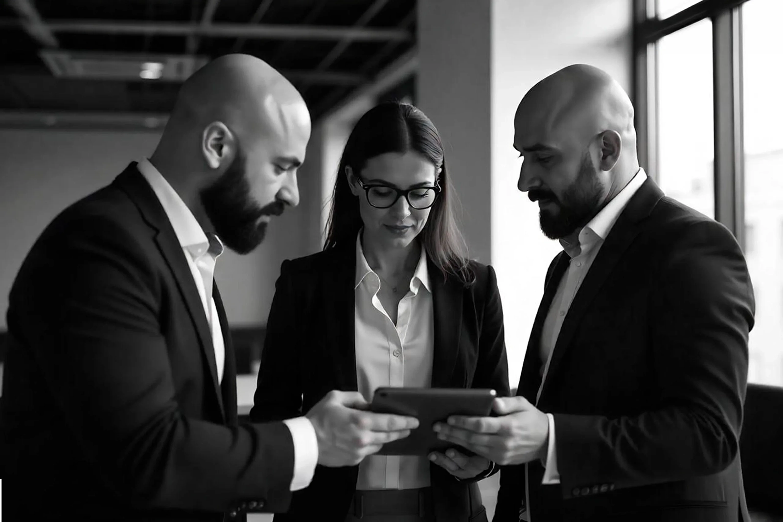 Profesionales reunidos para analizar una estrategia de negocios